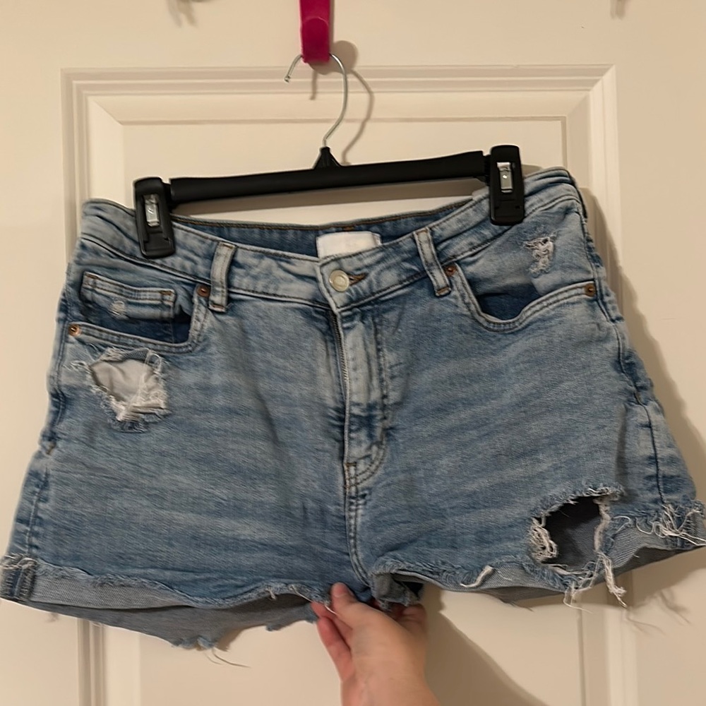 H&M Light Blue Distressed Jean Shorts